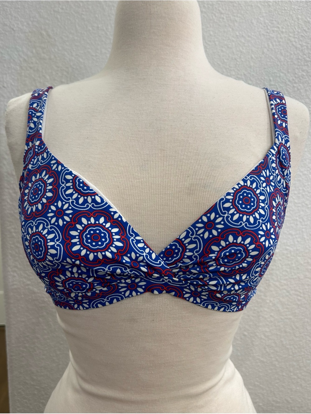 Blue Red White Patterned Bikini Top 10